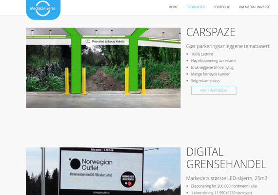 Vi laget hjemmeside for mediauniverse på bestilling. +UX<sup>®</sup>