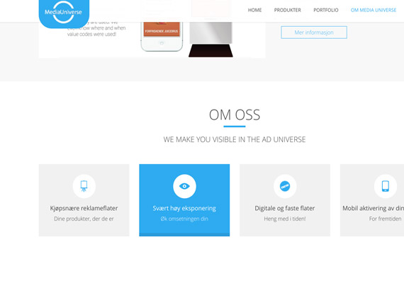Vi laget hjemmeside for mediauniverse på bestilling. +UX<sup>®</sup>