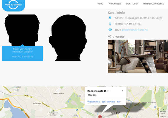 Vi laget hjemmeside for mediauniverse på bestilling. +UX<sup>®</sup>